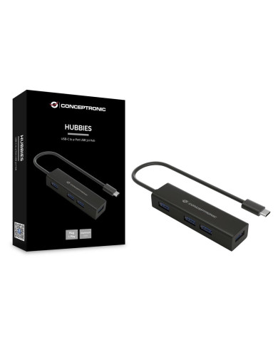 Hub USB-C Conceptronic 4 Portas USB 3.2 Gen1 Black