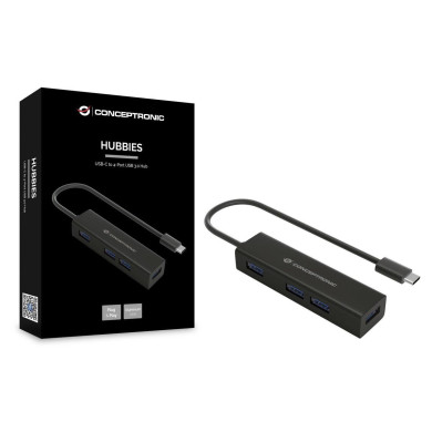 Hub USB-C Conceptronic 4 Portas USB 3.2 Gen1 Black