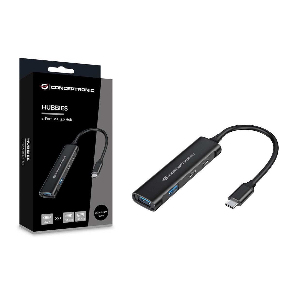 Hub USB-C Conceptronic 4 Portas 2xUSB-C 2xUSB3