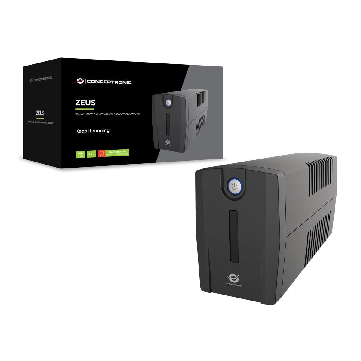 UPS Conceptronic Zeus 650VA 360W IEC x 4, HID USB, RJ45 In Out